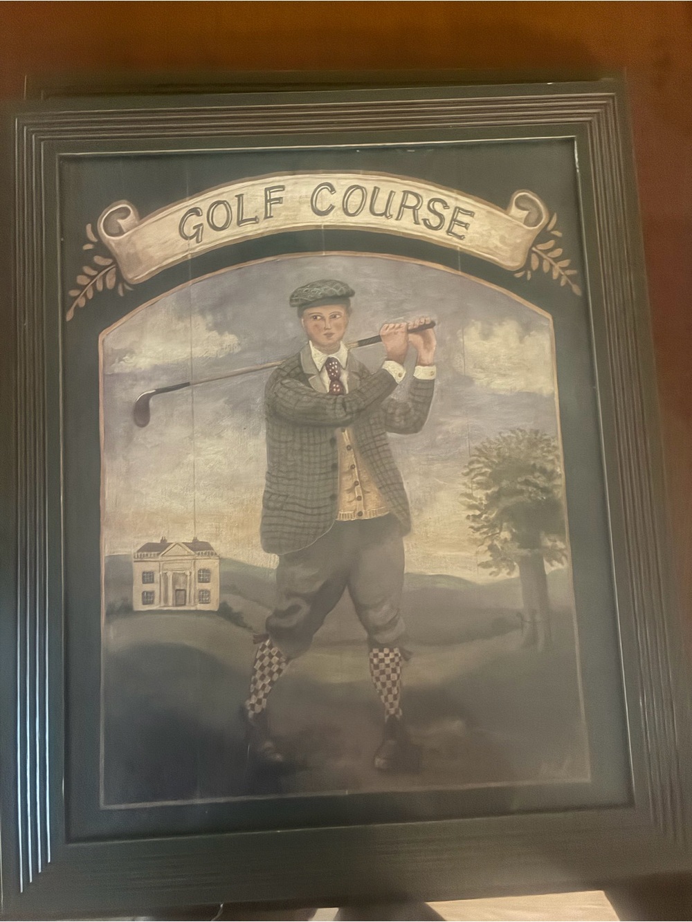 Vintage Golf Course Wall Art Print - Black & Cream